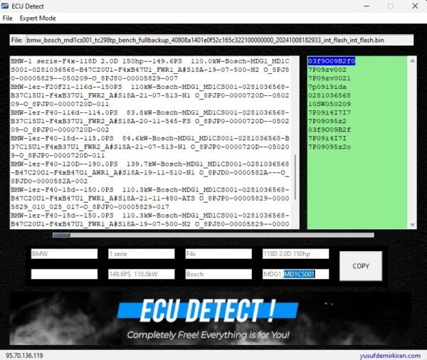 ECU DETECT SOFTWARE TOOL