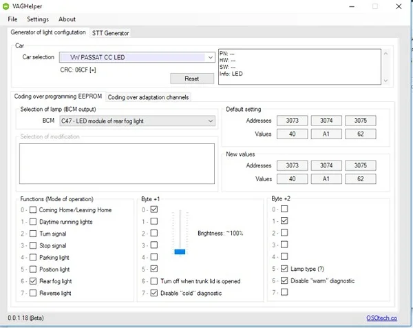 VAG Helper BCM Lighting SGO Coding Tool - Image 2